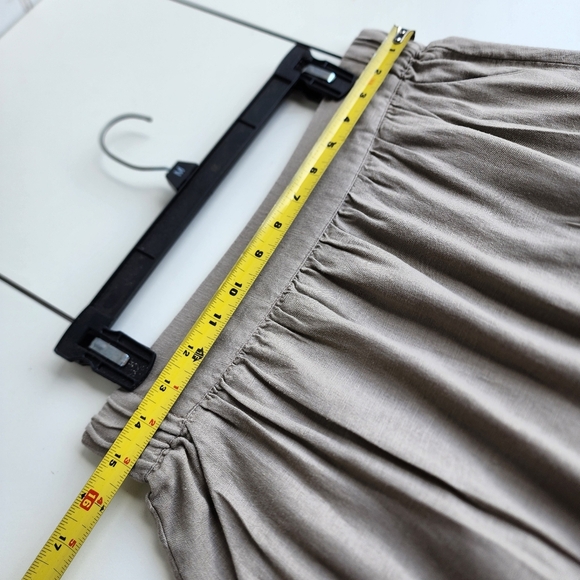 Ann Taylor Loft Linen Tan Gray Elastic Side-Pocket Comfy Straight Short Skirt S - Picture 7 of 9